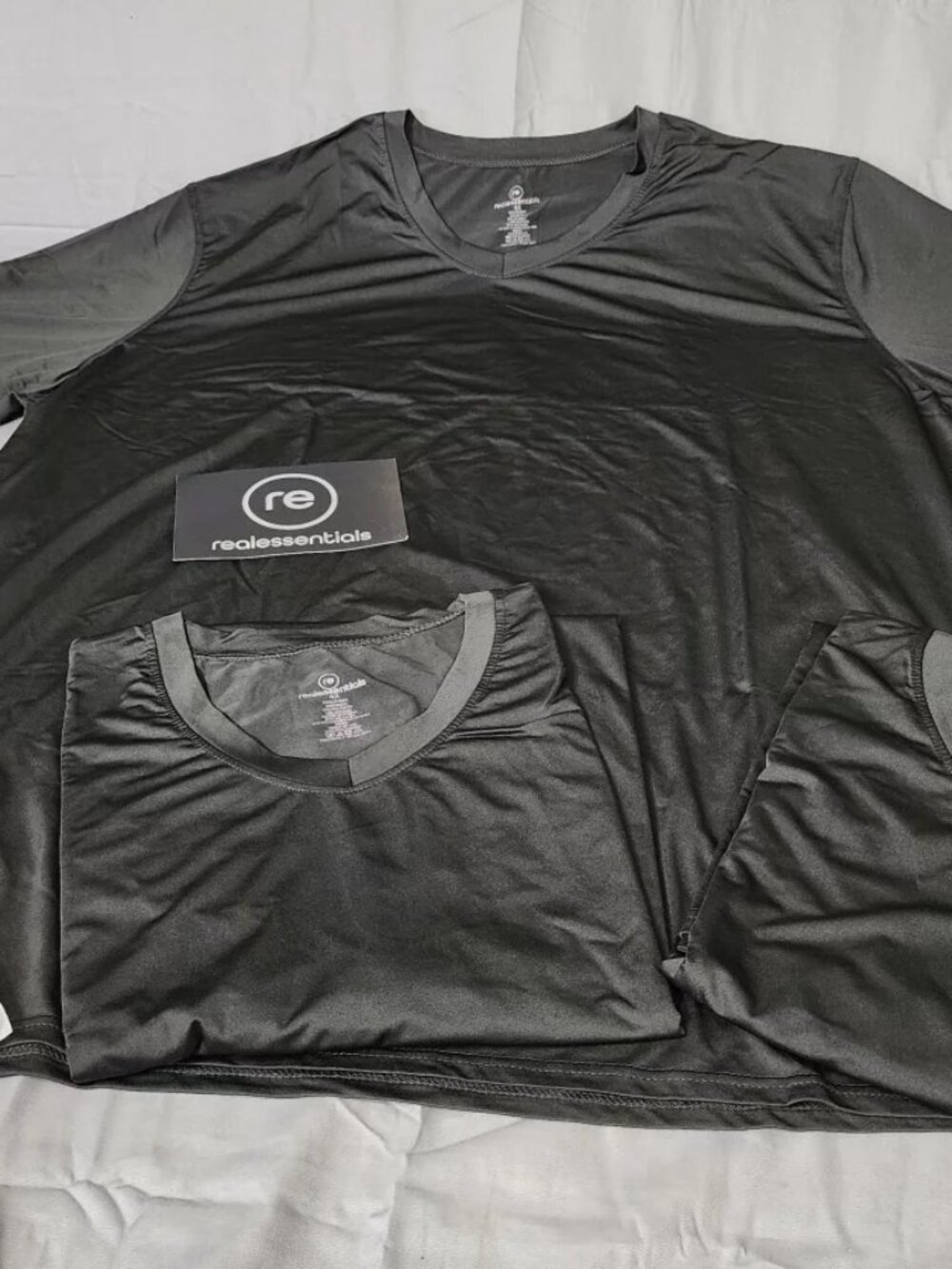 Real Essentials Womens 4XL Plus Black V Neck Short Sleeve Athletic T Shirt 3PK